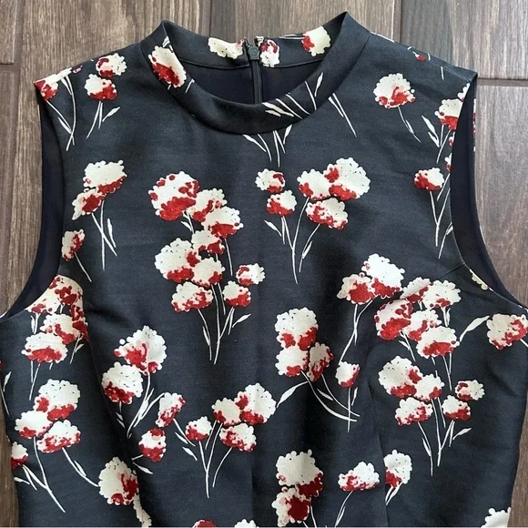 Tory Burch Kelly Floral Peplum Sleeveless Top Blouse Petrol Gray Field Flowers 4 - Picture 6 of 10